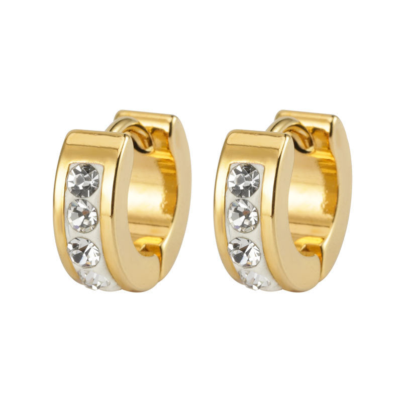 Wholesale Round Stainless Steel Micro Diamond Titanium Steel Earrings